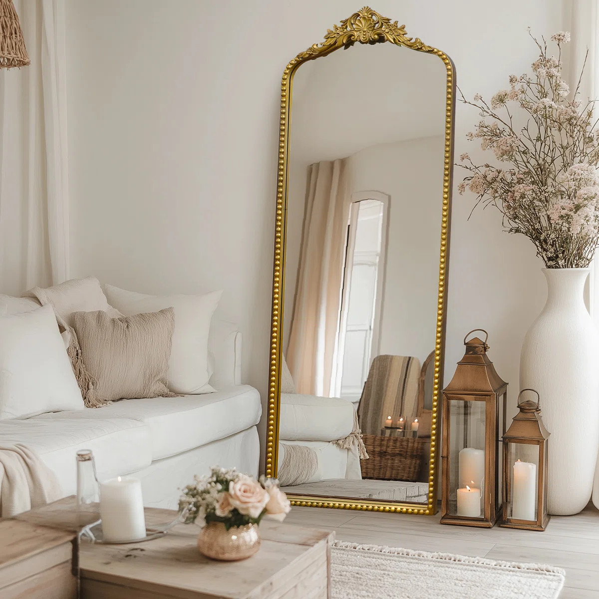 Arched Antique Ornate Full Length Floor Mirror | Wayfair North America