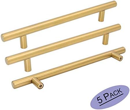 Goldenwarm 5pcs Brushed Brass Cabinet Cupboard Drawer Door Handle Pull Knob for Furniture Kitchen... | Amazon (US)