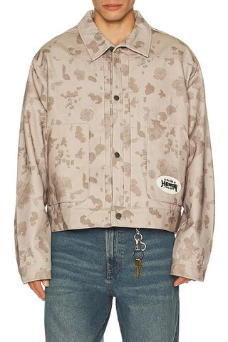 Honor The Gift Tonal Floral Jacket in Pebble - Tan. Size S (also in XL/1X, XXL/2X). | FWRD 