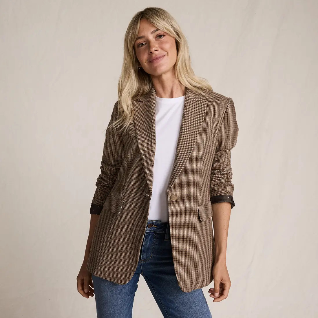 Tan Lands' End Checked Blazer | Debenhams | Debenhams UK