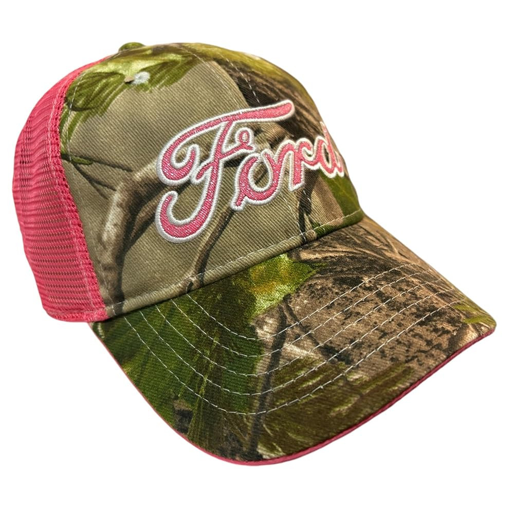Realtree Ford Pink Glitter Camo Baseball Cap, Pink Mesh Back, Vel-cro Strap, Structured, OSFM S-L | Amazon (US)
