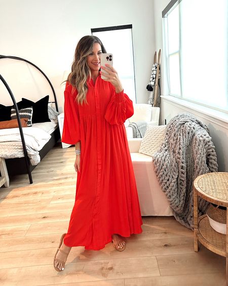 In a small long sleeve red maxi dress for spring / resort wear from Red Dress - fits TTS.
#spring #reddress

#LTKSeasonal #LTKunder100 #LTKstyletip