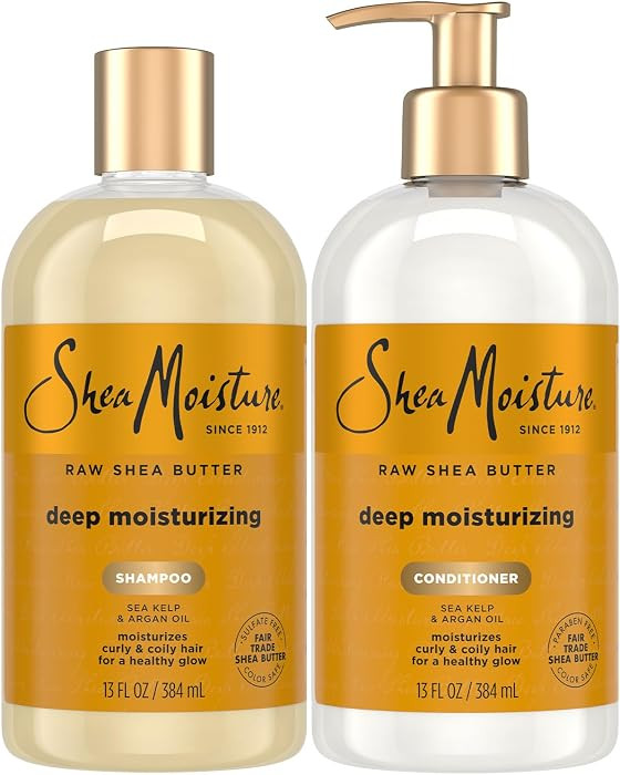 Shea Moisture Raw Shea Butter Shampoo and Conditioner Set, Deep Moisturizing with Sea Kelp & Arga... | Amazon (US)