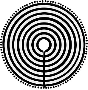 MACTING Christmas Black and White Tree Skirt, 30 inches Annual Rings Tree Mat with Pom Poms for H... | Amazon (US)