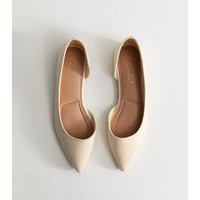 Women's Off White Faux Leather D'Orsay Ballerina Flats Vegan New Look | New Look (UK)