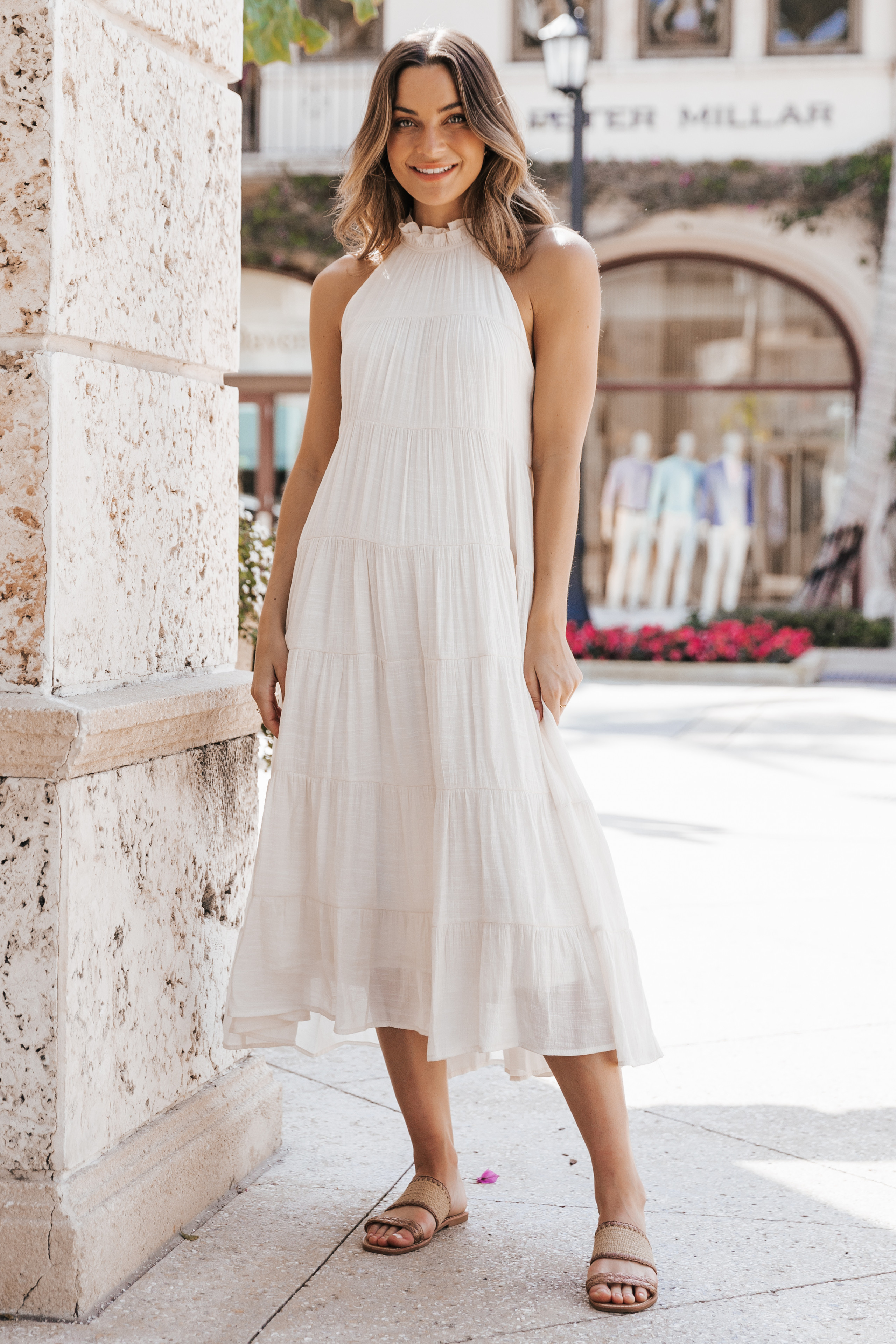 Off White Halter Neck Tiered Maxi Dress | Magnolia Boutique