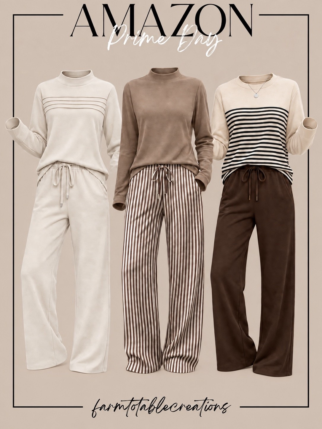 Amazon Prime Day Cozy Lounge Sets 🤎✨

These Amazon Prime Day fashion finds are perfect for cozy fall days when you still want to look put together. I love the mix of soft neutrals, mocha brown, and classic stripes—each set feels comfortable enough for home but polished enough for errands, travel days, school pickup, or coffee runs.

The wide-leg pants and relaxed tops make these such easy grab-and-go outfits, and the neutral colors make them simple to mix with sneakers, jackets, and everyday accessories you already own.

Follow @farmtotablecreations on Instagram for more cozy home finds and trending decor.

#LTKStyle #LTKFashion #LTKSaleAlert #PrimeDay #AmazonPrimeDay #PrimeDayDeals #AmazonFashion #AmazonFinds #Loungewear #MatchingSet #CozyStyle #FallFashion #TravelOutfit #AmazonDeals #AmazonMustHaves