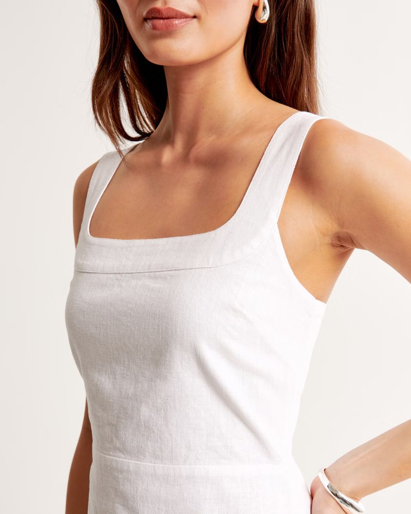 Linen-Blend Wide Strap Mini Dress | Abercrombie & Fitch (US)