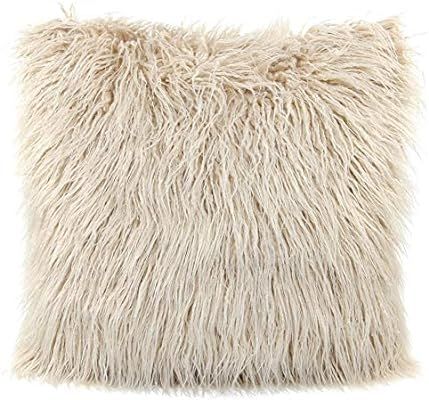 MHJY Faux Fur Pillow Case, Mongolian Fluffy Pillow Cover Soft Plush Throw Pillow Case Cushion Cov... | Amazon (US)