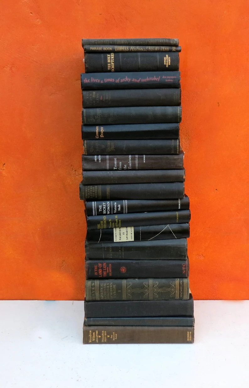 Vintage Black Book Collection. Lot Decorative vintage Black Hardcover Books. Black BOOK STACK. Bl... | Etsy (Global)