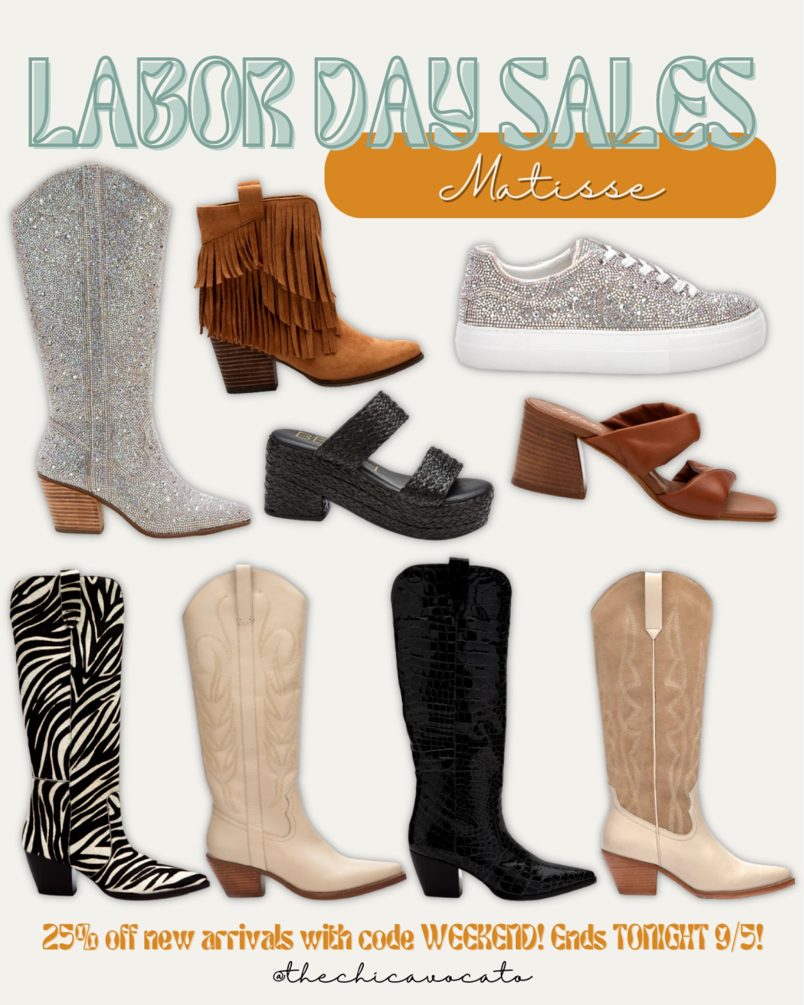 Matisse Footwear Labor Day Sale 
25% off all new arrivals - use code WEEKEND 

#LTKsalealert #LTKSeasonal #LTKSale