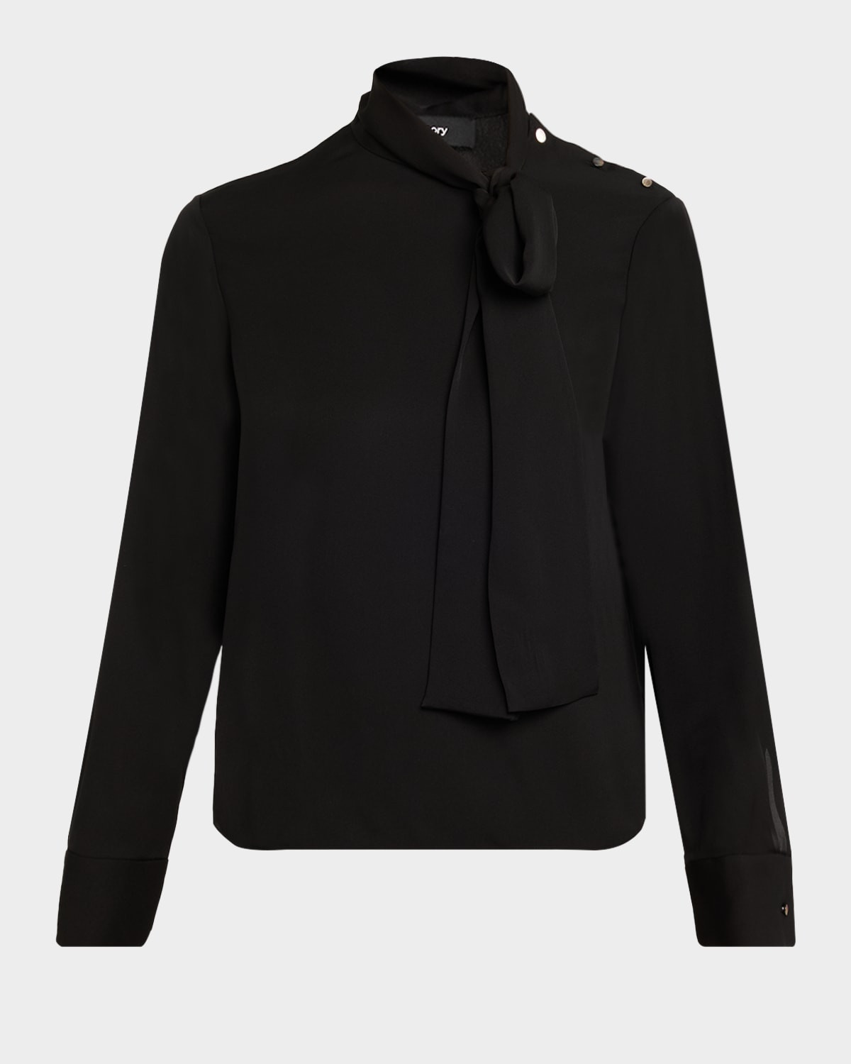 Long-Sleeve Silk Tie-Neck Blouse | Neiman Marcus
