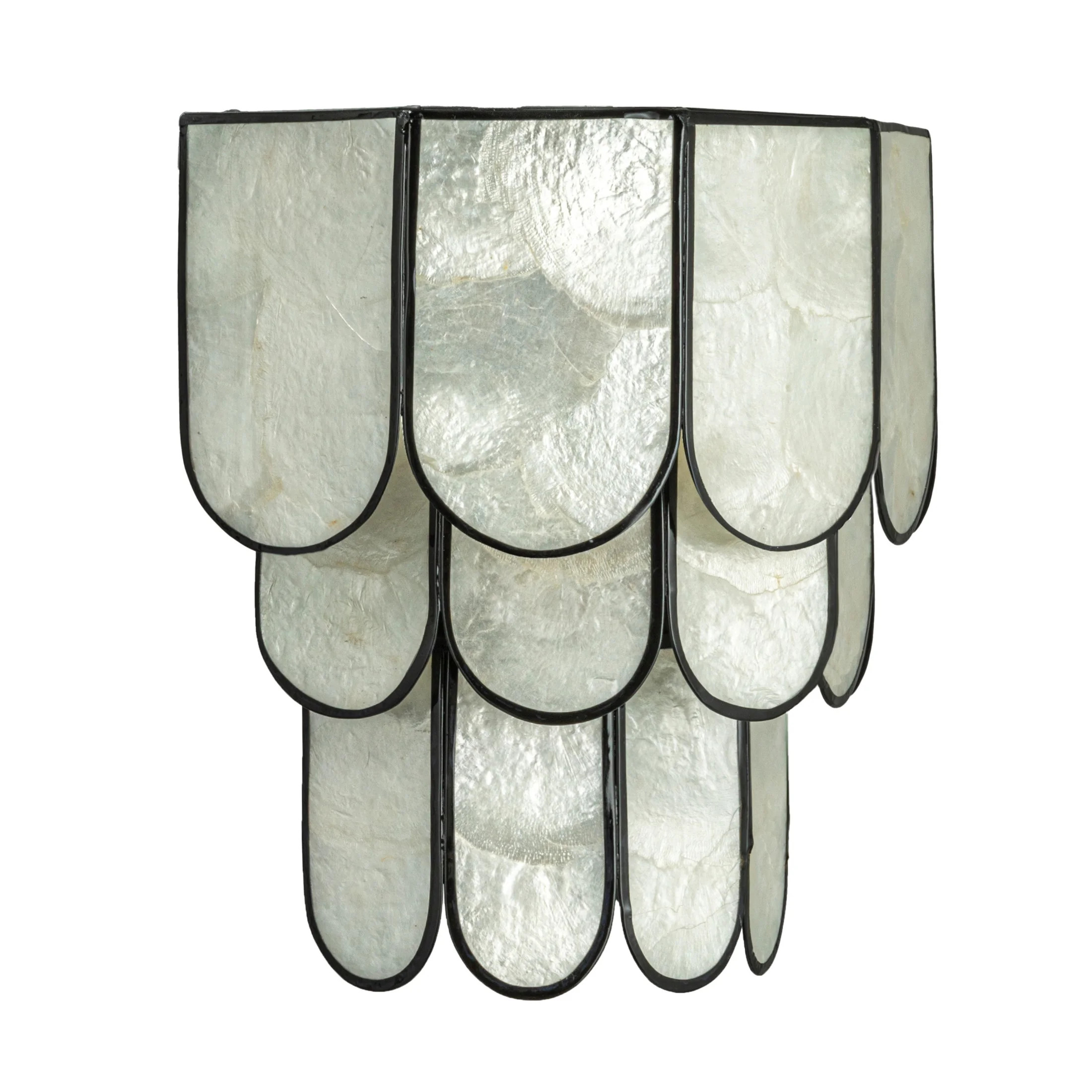 Creative Co-Op 4-Tier Capiz and Metal Wall Sconce, Natural with Black - Walmart.com | Walmart (US)