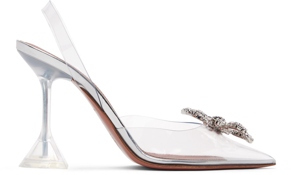 Amina Muaddi Transparent Rosie Glass Sling Heels | SSENSE