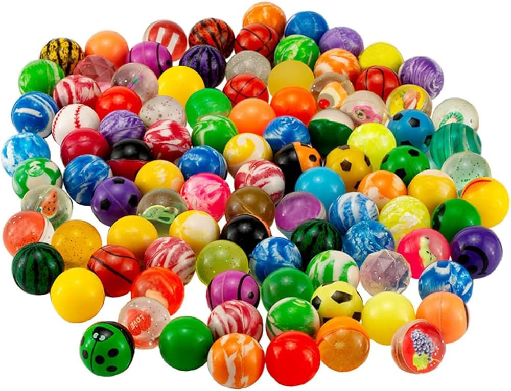 OBTANIM 100 Pieces Colorful Bouncy Balls Bulk Mixed Pattern High Bouncing Balls for Kids Party Fa... | Amazon (US)