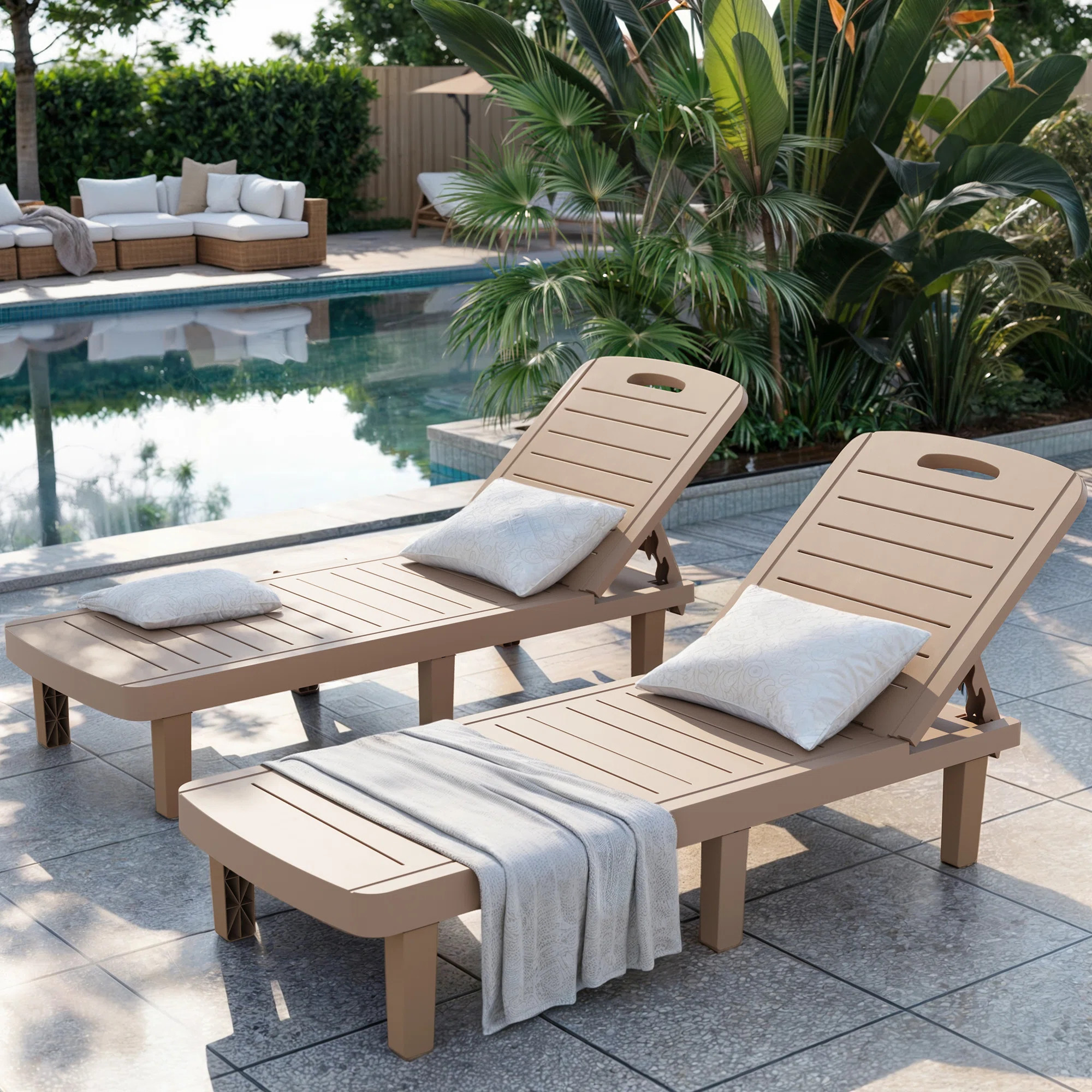 2-Piece Outdoor Resin Chaise lounge Set with Cup HoldersByArlmont & Co.4.5Rated 4.5 out of 5 star... | Wayfair North America