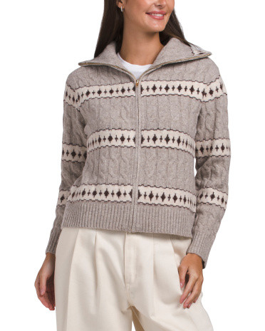 Cable Knit Zip Up Sweater | TJ Maxx