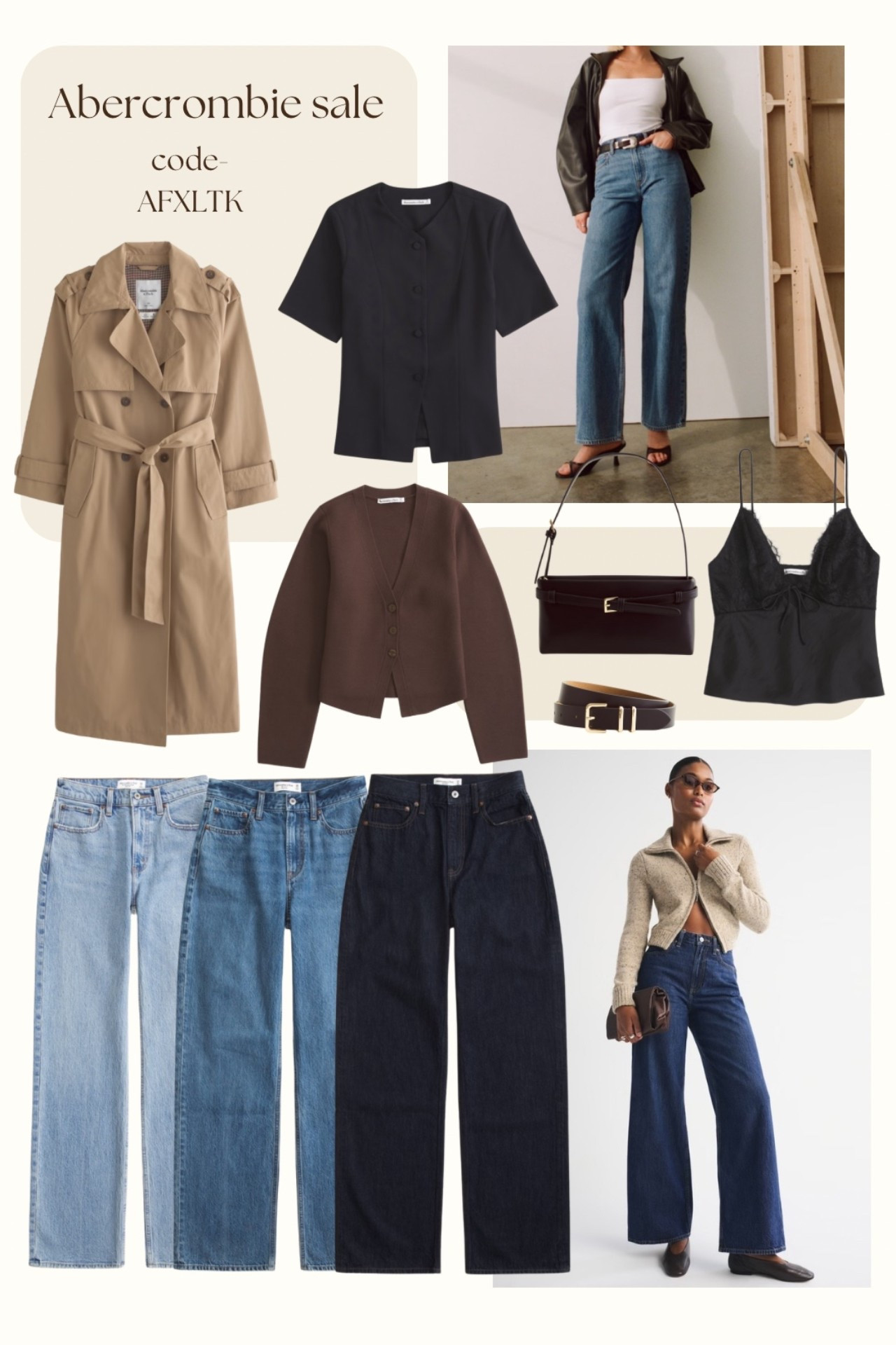 Abercormbie sale is back on! You can use the code AFXLTK on top of sale for an extra 20% off! 

Just picked up a pair of wide leg jeans for £51 down from £75! I wear W28/ short x 

#LTKwinter #LTKxAF #LTKautumn