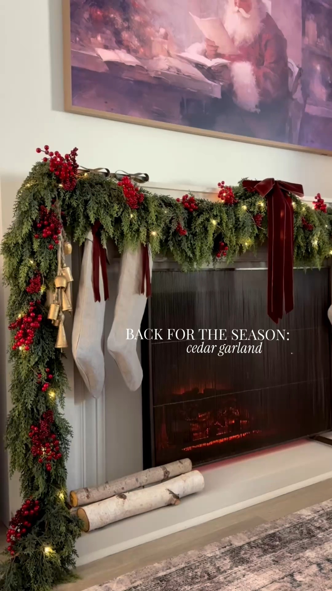 I know Fall hasn’t even officially started, but you will be glad to have this garland when it’s time to decorate for Christmas! 🎅🏼This is one of the most realistic cedar garlands and it’s now back for the season. I used 2 (9ft) on my fireplace 🎄Comment GARLAND and I’ll message you the link ❤️