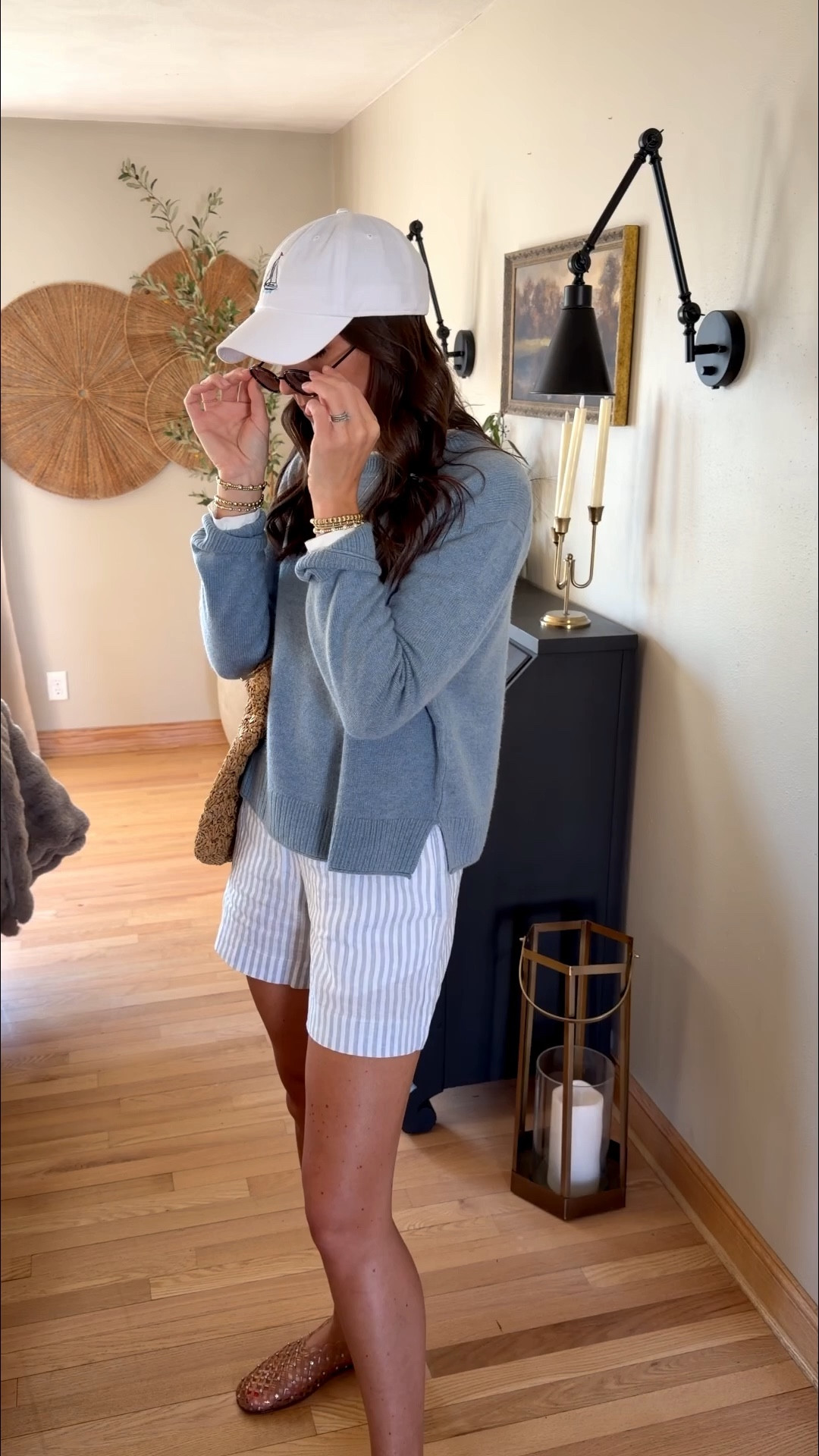 Casual spring style 

Sweater - medium 
Shorts - small 