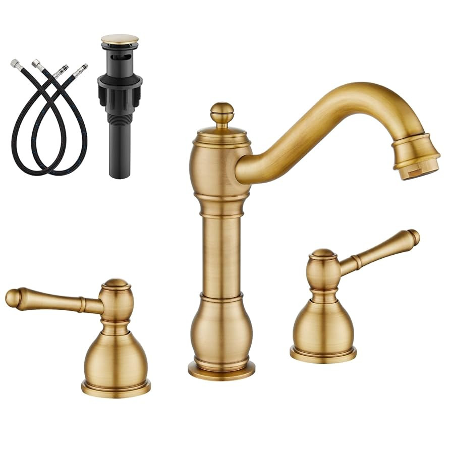 gotonovo 8 Inch Widespread Bathroom Faucets for Sink 3 Hole 2 Lever Handle Deck Mount with Pop Up... | Amazon (US)