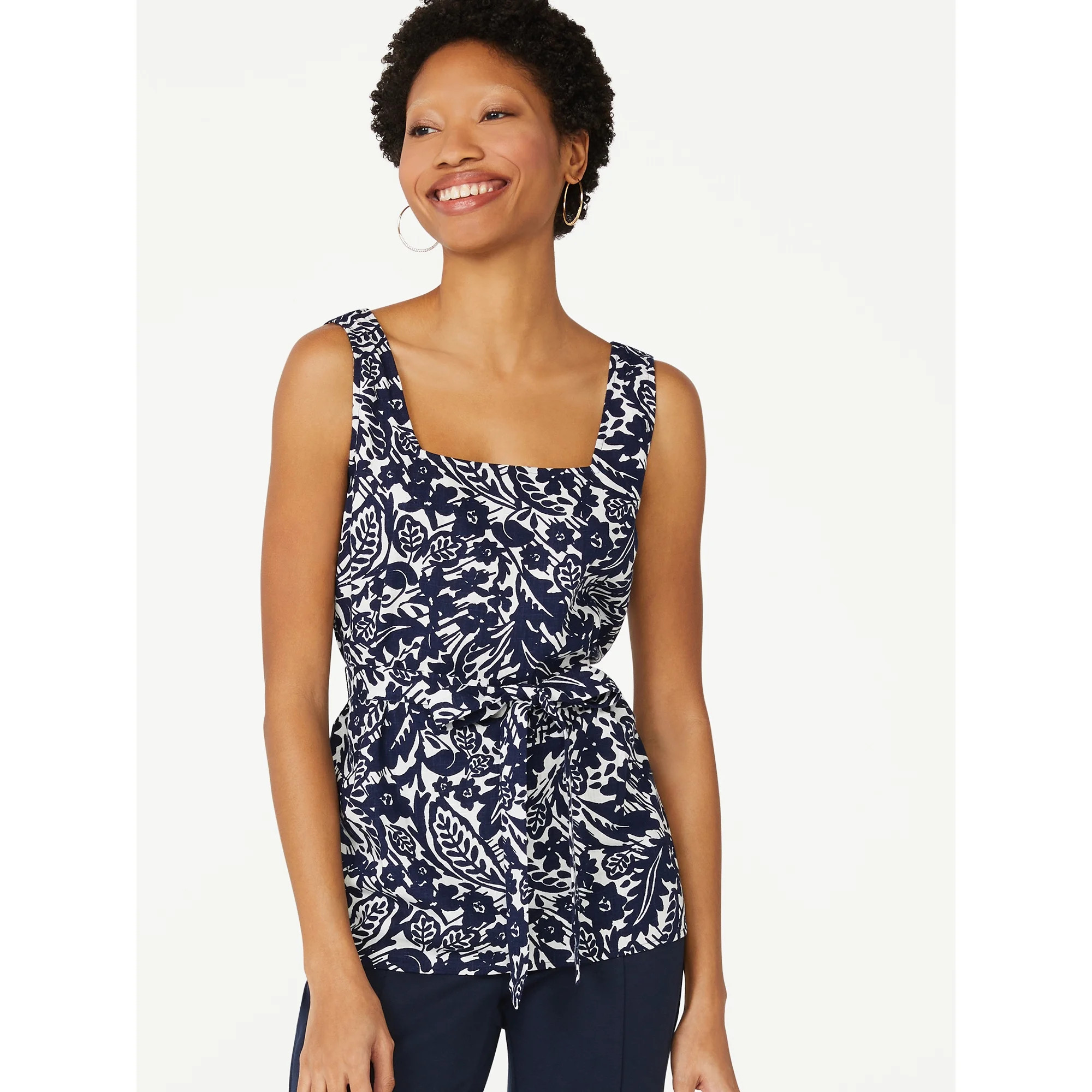 C. Wonder Women’s Sleeveless Square Neck Belted Top | Walmart (US)