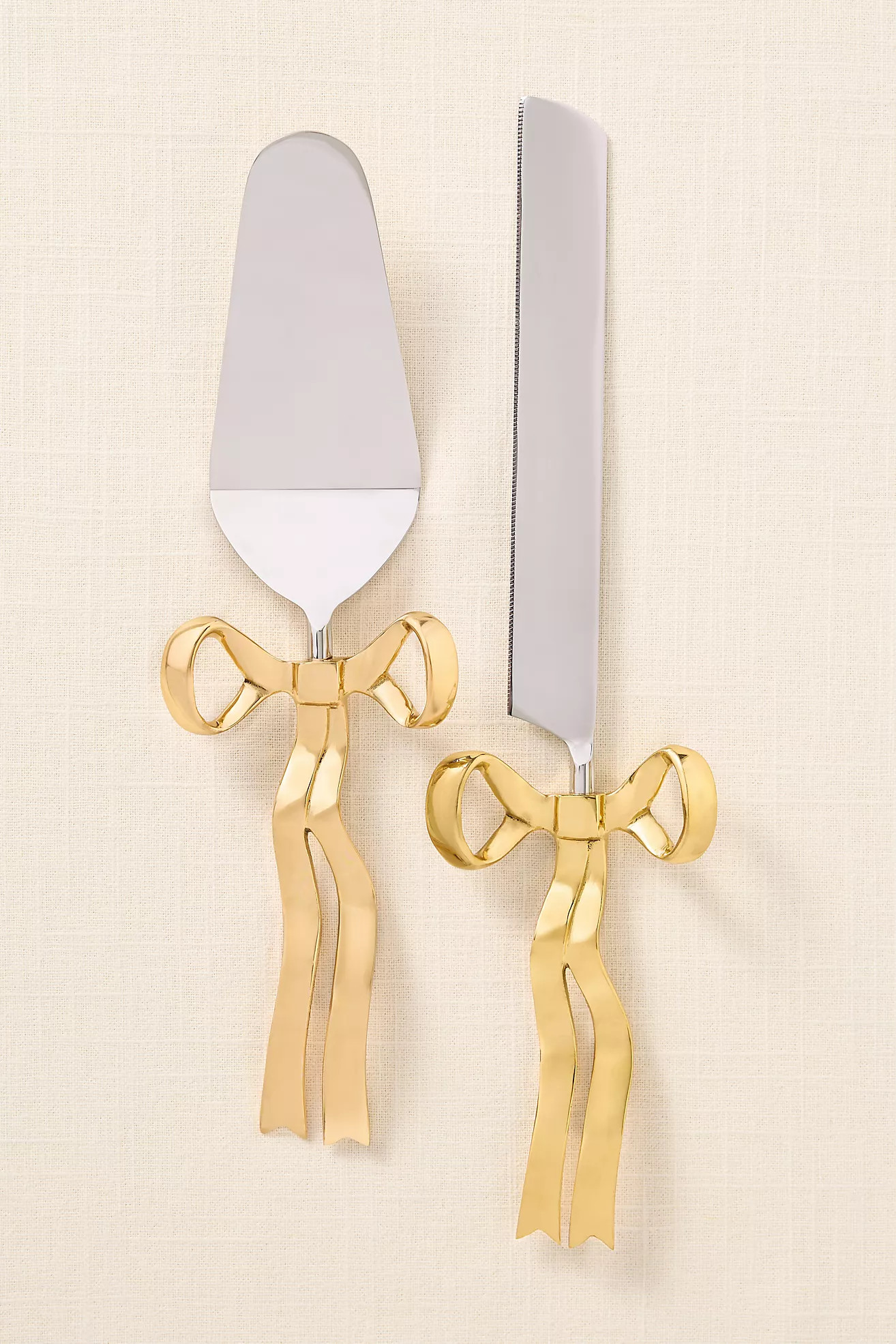 Benedita Stainless Steel Bow Cake Serve Set | Anthropologie (US)
