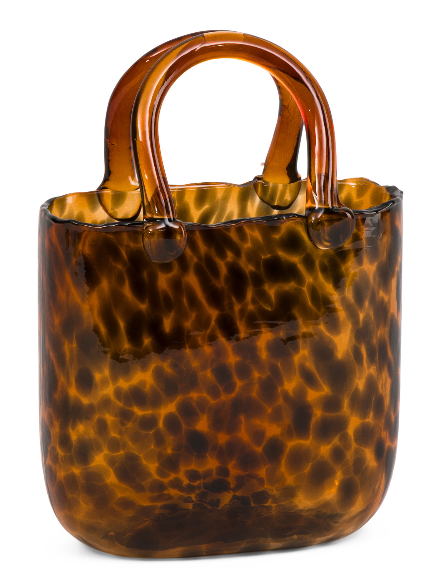 12x7.5 Leopard Pattern Glass Purse Vase | TJ Maxx