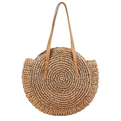 Round Summer Straw Large Shoulder Woven Bag Vocation Tote Handbags for Women | Amazon (CA)