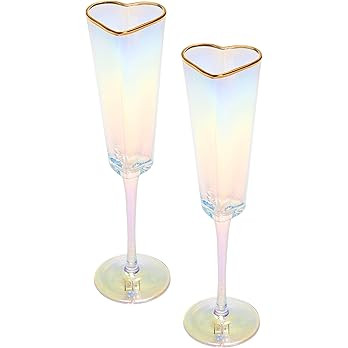Paris Hilton Heart Shaped Champagne Flute Gift Set, Elegant Handmade Glassware Set, Perfect for C... | Amazon (US)