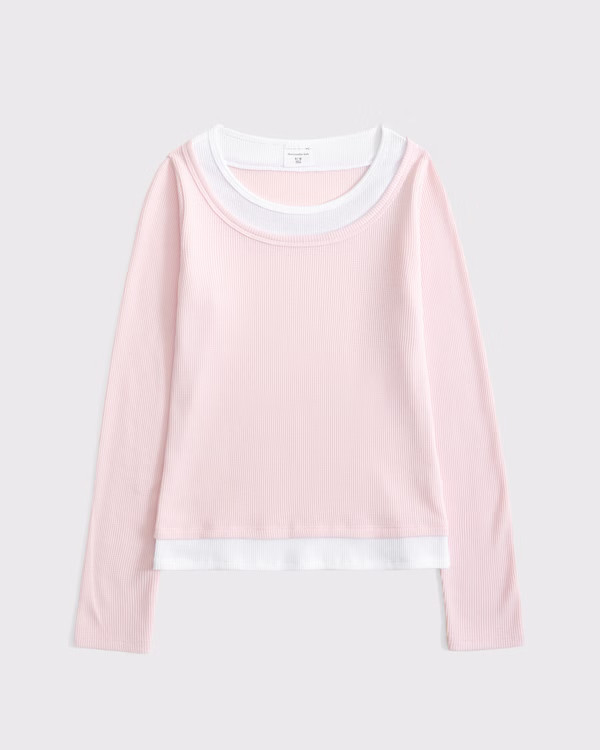 long-sleeve double-layered knit tee | Abercrombie & Fitch (US)