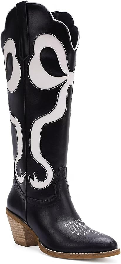 Women's Western Boots with Bow Detail Cowboy Boots Mid Calf Boots Cowgirl Boots Pointed Toe Boots... | Amazon (US)
