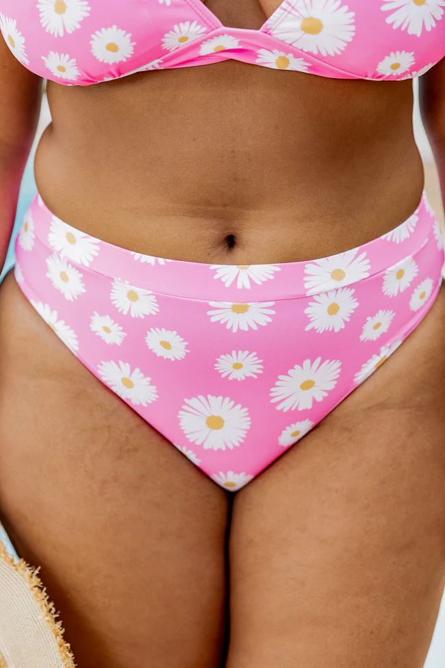 Captivating Sun Pink Daisy High Waisted Bikini Bottoms | Pink Lily