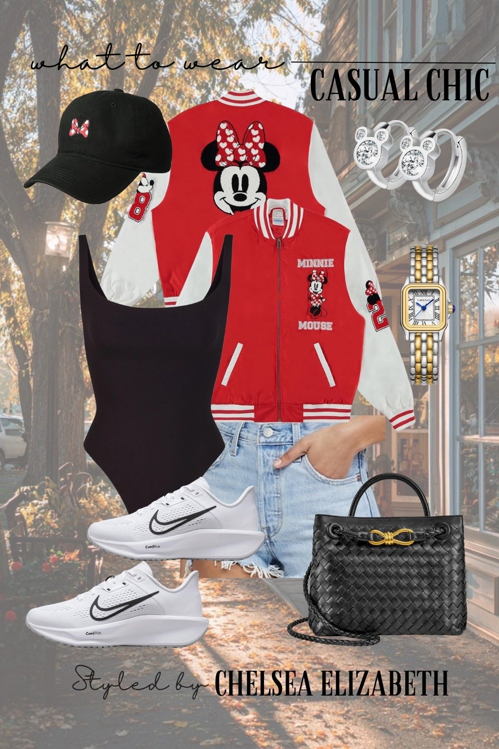 Casual Chic Outfits | Casual Fall Outfits 
•
•
•
Disney Jacket - S
Skims Black bodysuit - S
Levi jeans shorts - 27 
Disney hat
JW PEI Black handbag 
Nike Sneakers -8
•
•
•

Disney Outfit | Disney Halloween | Theme Park Outfit | Florida Vacation Outfits |
Disney | Disney Outfits | Disney Outfits Women | Disney World | Disney Outfits Summer | Disney Outfits Fall | Disney Cruise | Disney World Outfits | Disney Halloween | Disneyland | Sneaker Outfit | Sporty Outfit | Athleisure Outfits | Athleisure Outfits Amazon | Athleisure Fall | Amazon Athleisure | Amazon Athletic Wear | Athletic Outfits | Athletic Wear | Amazon Outfits for every day | Amazon Outfits | Amazon Fashion | Amazon Fall Fashion | Everyday Outfits | Cute Outfits | Casual Chic  | Casual Outfits | Weekend Outfits | Old Money Fall Outfit | Classy Fall Outfit | Fall Neutrals | Fall Chic | Chic Fall Outfits | Fall Outfits Petite | Fall Outfits | Fall Casual Outfits| Fall Transition Outfits | Fall Outfits Women | Fall Capsule Wardrobe | Everyday Outfits | Cute Outfits | Casual Chic  | Casual Outfits | Weekend Outfits | Errands Outfit | Coffee Run Outfit | Shopping Outfit | Comfy Outfits |  Comfy Sets | Comfy Chic | Sneaker Outfit | School Drop Off Outfit | old money looks | old money aesthetic | old money fashion | old money style | old money outfits | old money style women | neutral outfit | neutral style | classic style | classic outfits | chic outfits | chic style | casual chic | quiet luxury | minimalist | minimalist fashion | capsule wardrobe | petite outfits | 

#LTKPetite #LTKStyleTip #LTKShoeCrush #LTKSeasonal #LTKItBag #LTKOver40 #LTKFindsUnder100 #LTKFindsUnder50 #LTKTravel #LTKU