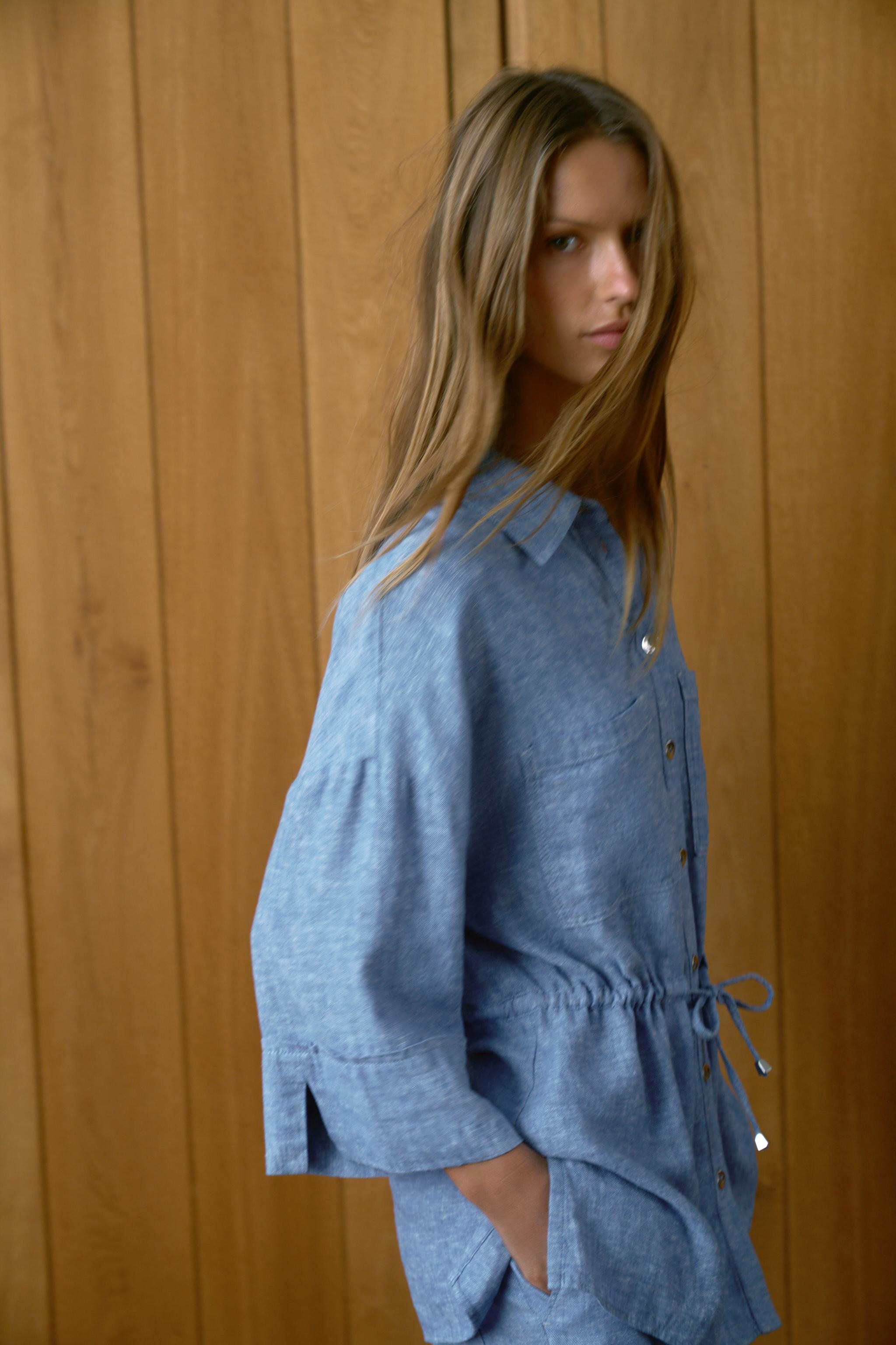 LINEN BLEND SAFARI SHIRT | Zara US