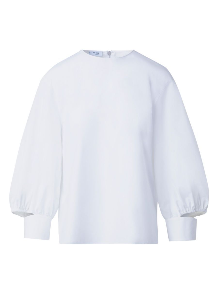 Puff-Sleeve Cotton Poplin Blouse | Saks Fifth Avenue