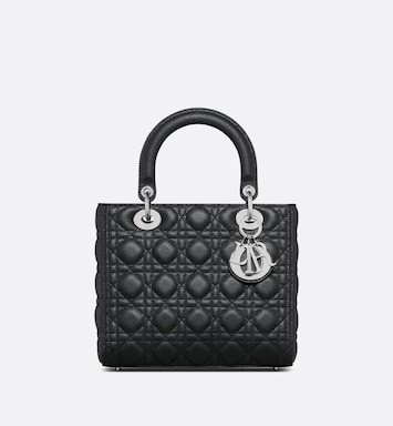 Medium Lady Dior Bag Black Grained Cannage Calfskin | DIOR | Dior Beauty (US)