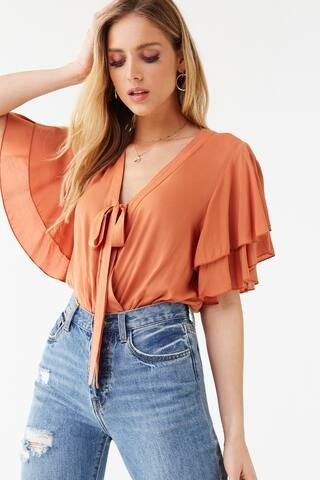 Flounce-Sleeve Bodysuit | Forever 21 (US)