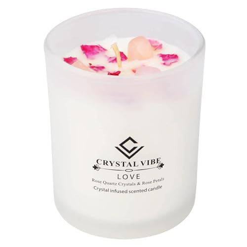 Crystal Vibe Rose Scented Candle for Love Romance Attraction - Love Candle with Rose Quartz Crystals - Aromatherapy Candles | Amazon (US)