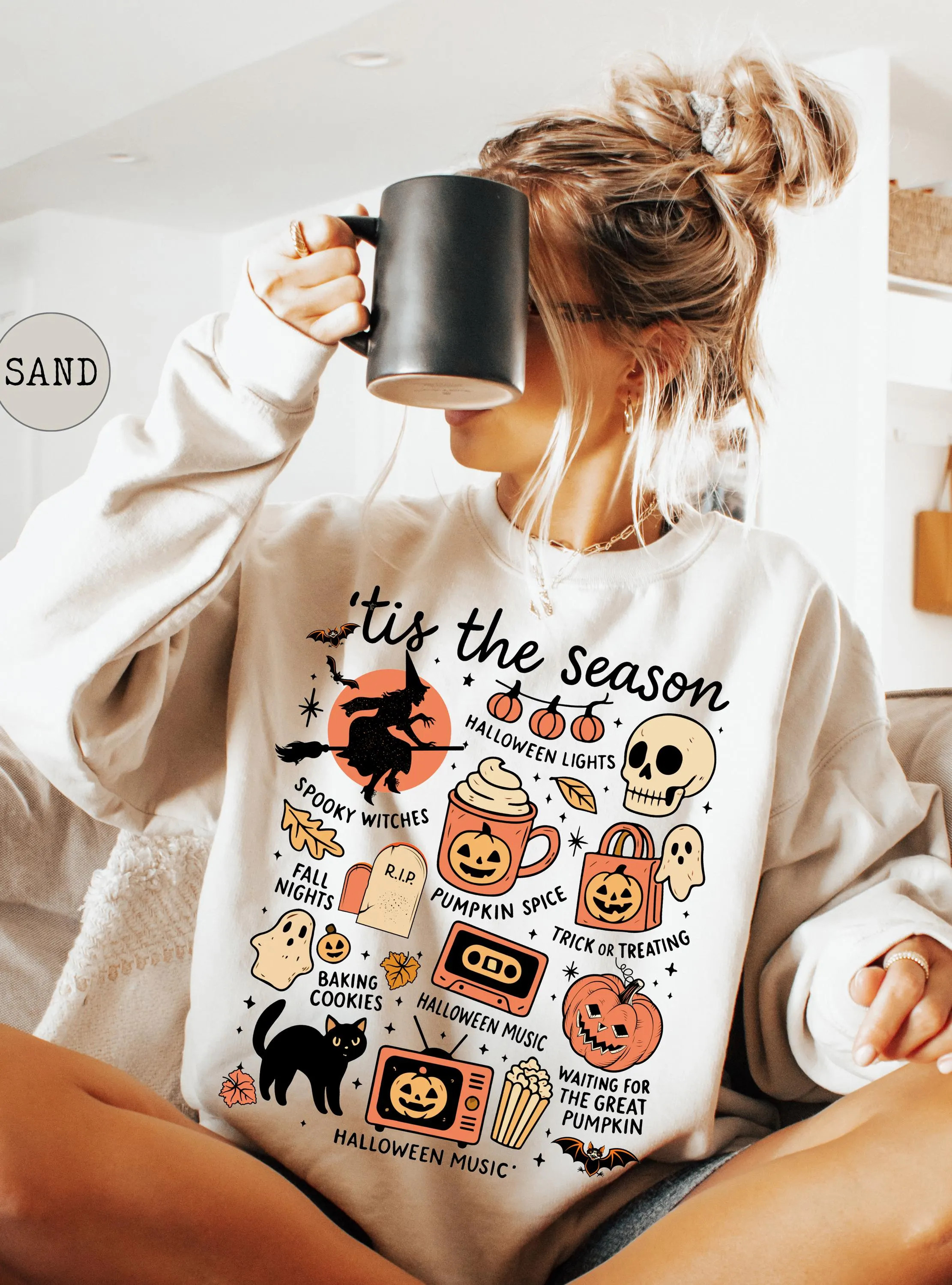 Vintage Halloween Comfort Colors® Shirt, Retro Halloween Aesthetic,Women's Pumpkin Witch Graphic Hoodie,Tis' the Season Halloween Sweatshirt | Etsy (Global)