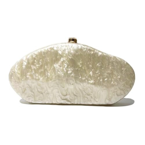CUXVA Acrylic Shell Bag Luxury Marble Clutch Evening Purses for Women Glitter Handbag for Wedding Cocktail Party Prom Off White | Amazon (US)