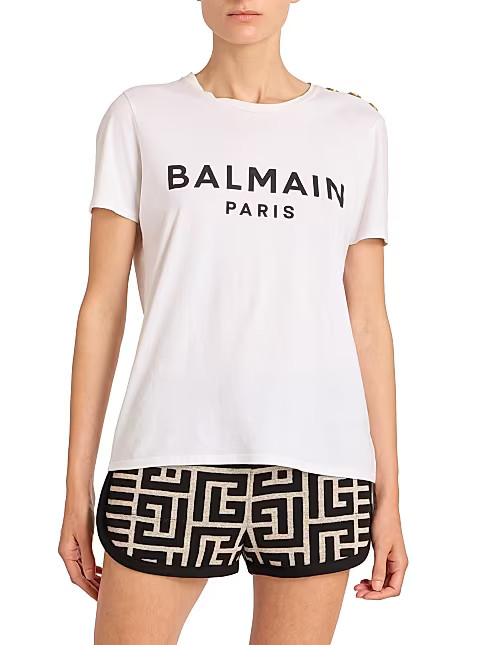 Button-Embellished Logo T-Shirt | Saks Fifth Avenue