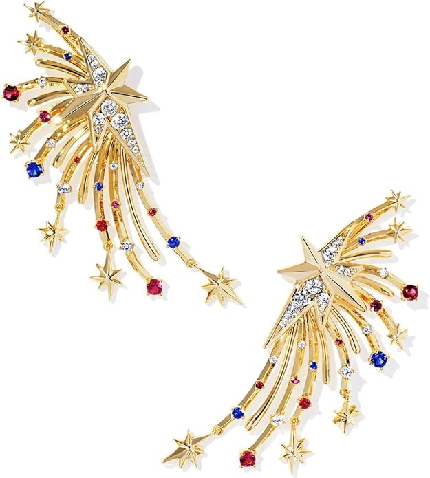 Kendra Scott Womens Firework Statement Earrings Gold/Red/White/Blue/Mix One Size | Amazon (US)