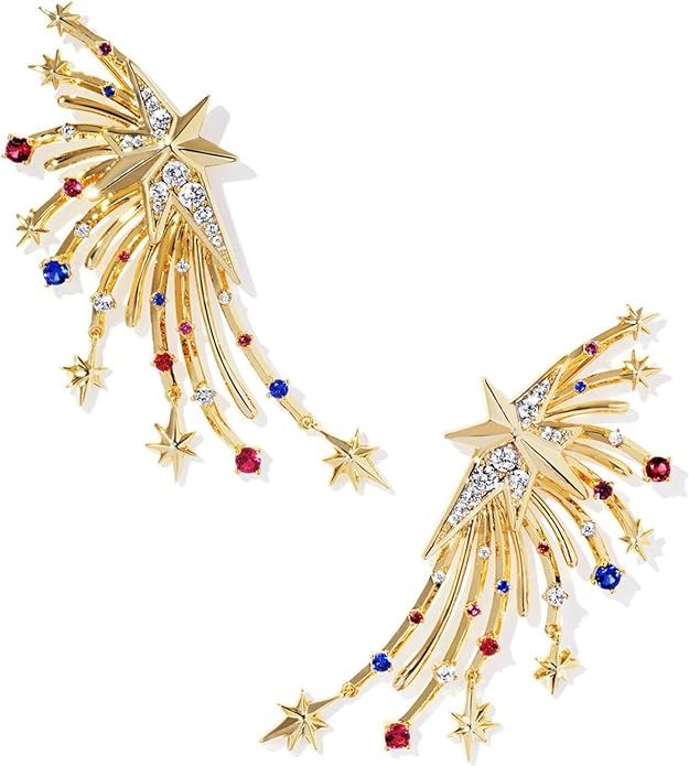 Kendra Scott Womens Firework Statement Earrings Gold/Red/White/Blue/Mix One Size | Amazon (US)