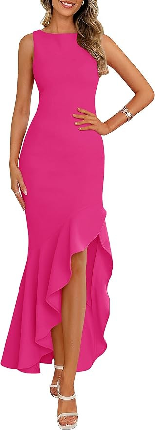 PRETTYGARDEN Wedding Guest Dresses for Women 2026 Summer Formal Gala Maxi Dress Ruffle Mermaid Co... | Amazon (US)
