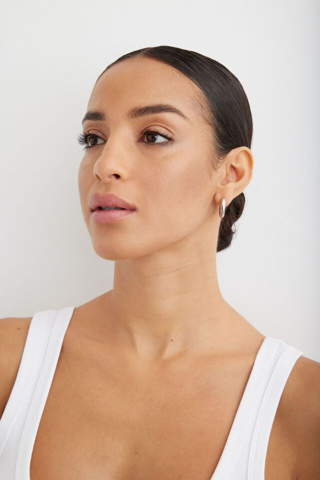 Hinge Mini Hoop Earrings $14.95 | Dynamite Clothing
