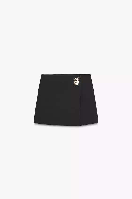 ASYMMETRICAL CULOTTE SKIRT WITH APPLIQUE | Zara US