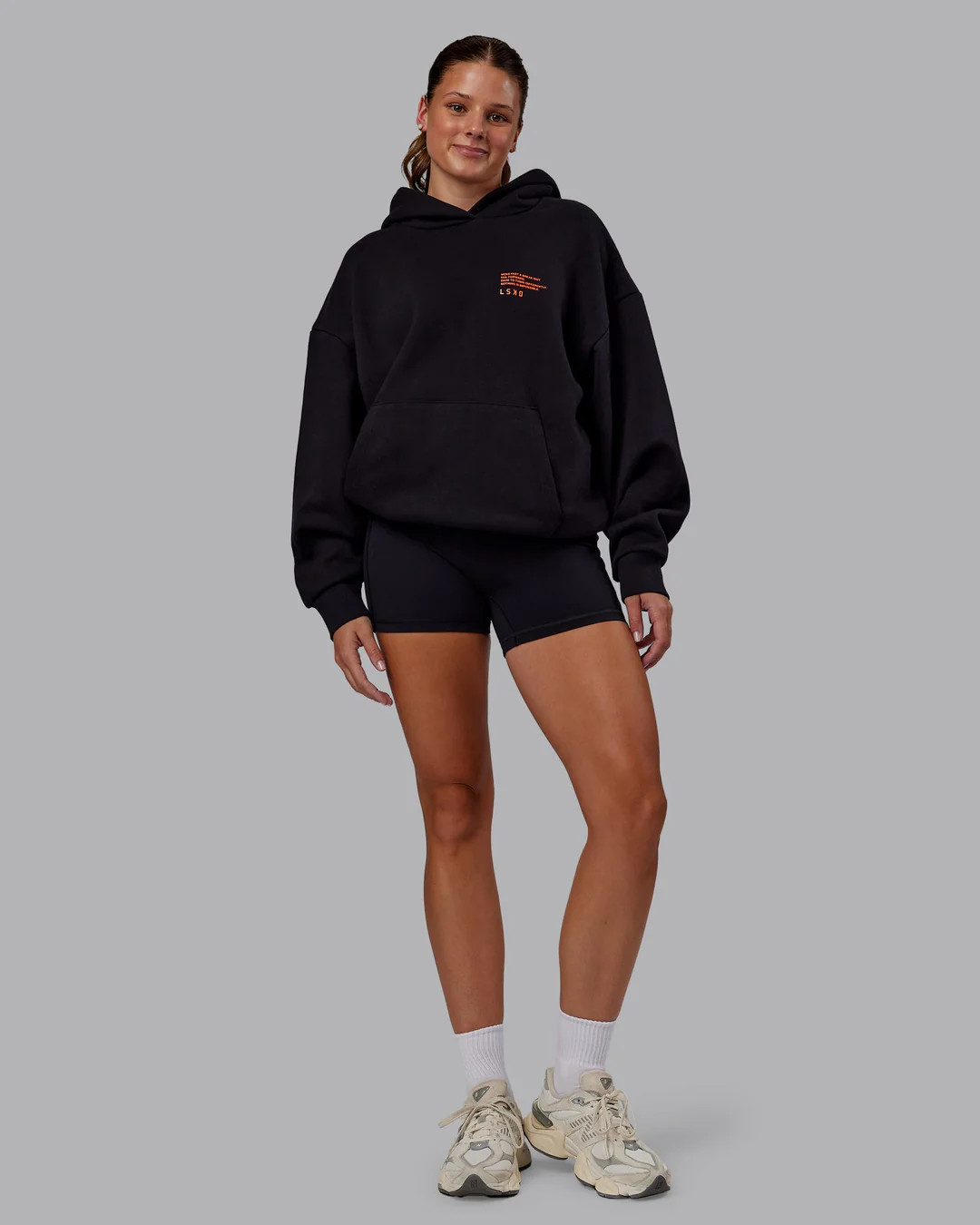 Coffee Run Unisex Oversize Hoodie - Black-Ultra Orange | LSKD | LSKD