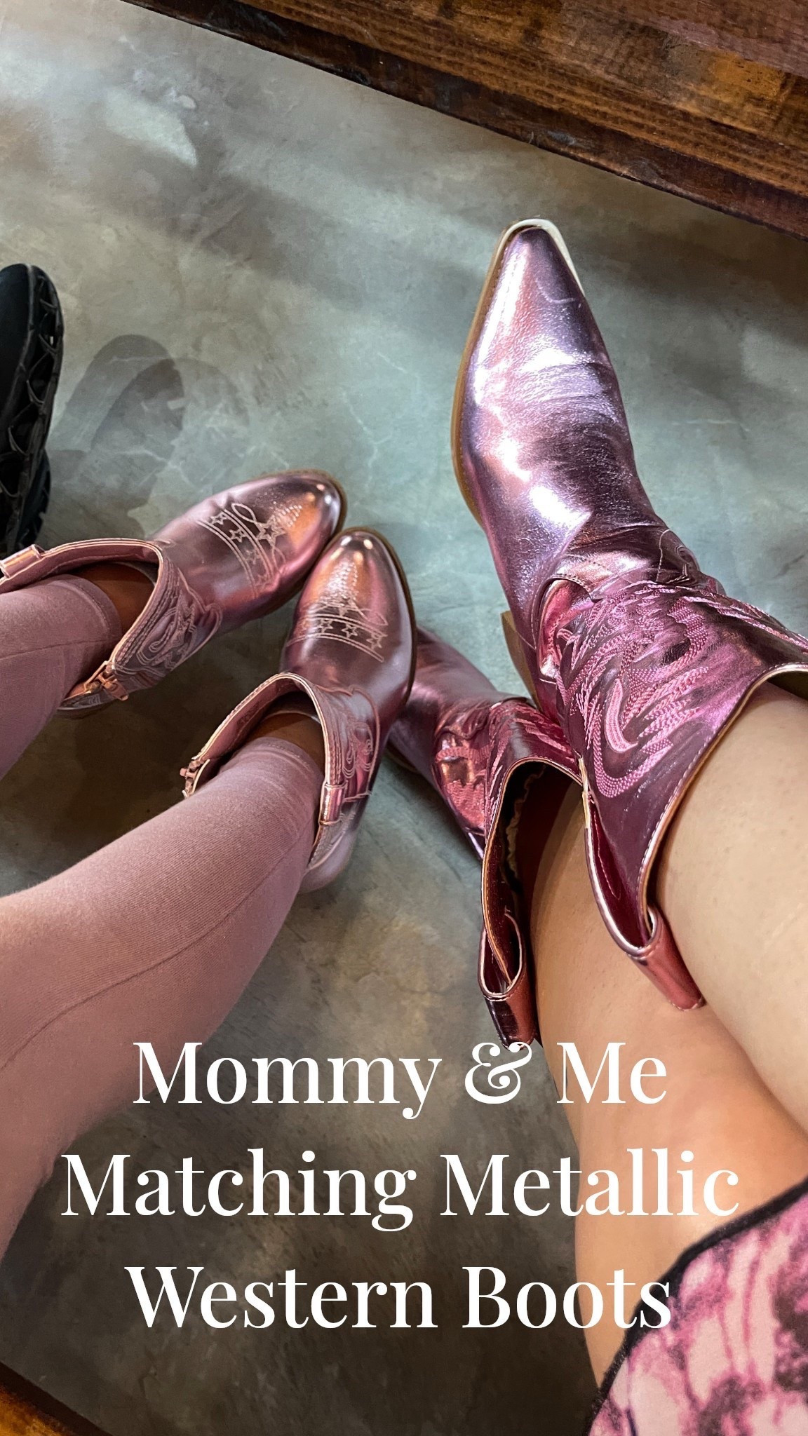 Mommy and me matching metallic pink boots? Yes please! These shiny cowgirl boots are perfect for Texas girlies. We wore them a western themed wedding, the rodeo and country music festival season. 

#LTKStyleTip #LTKFamily #LTKShoeCrush
