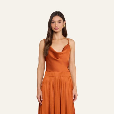 L'AGENCE Calista Satin Camisole In Sienna | L'Agence